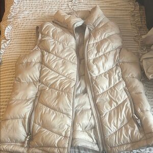 Light Beige Quilted Puffer Jacket - Women's